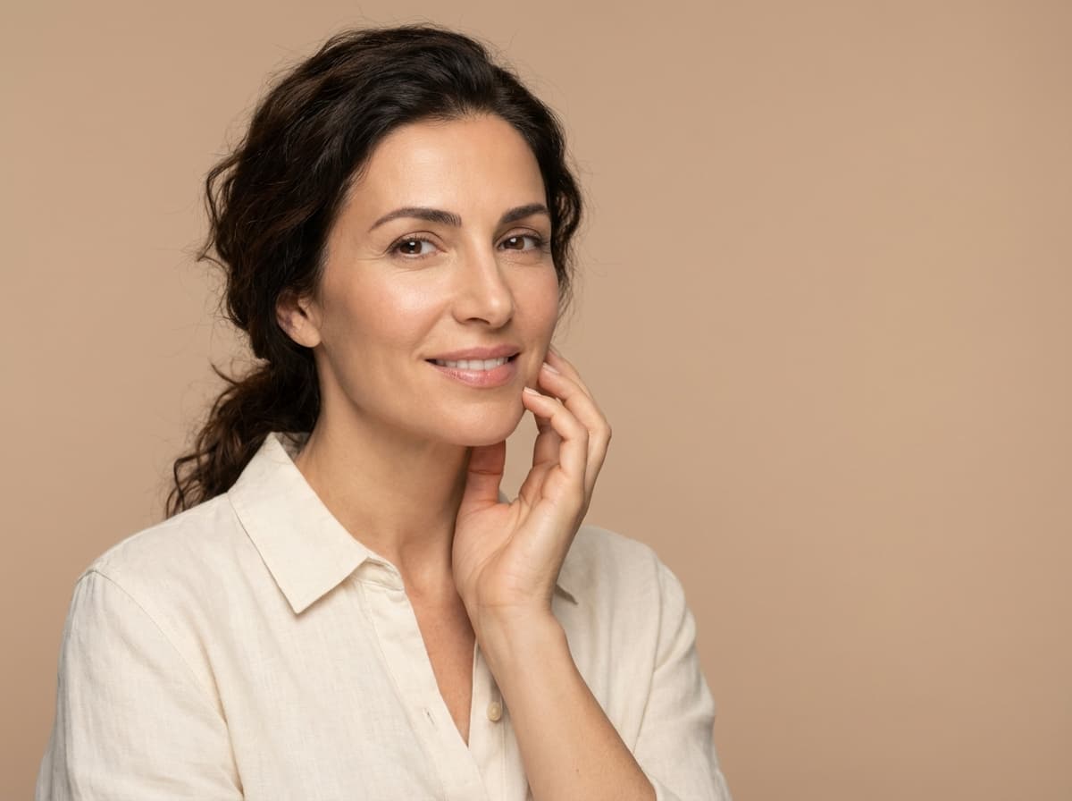 Mujer con piel firme tras HIFU facial