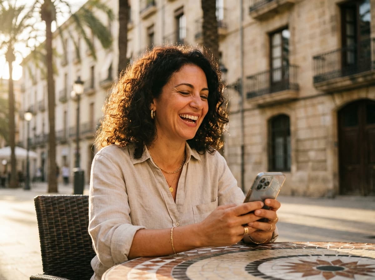 Mujer radiante terraza Alicante